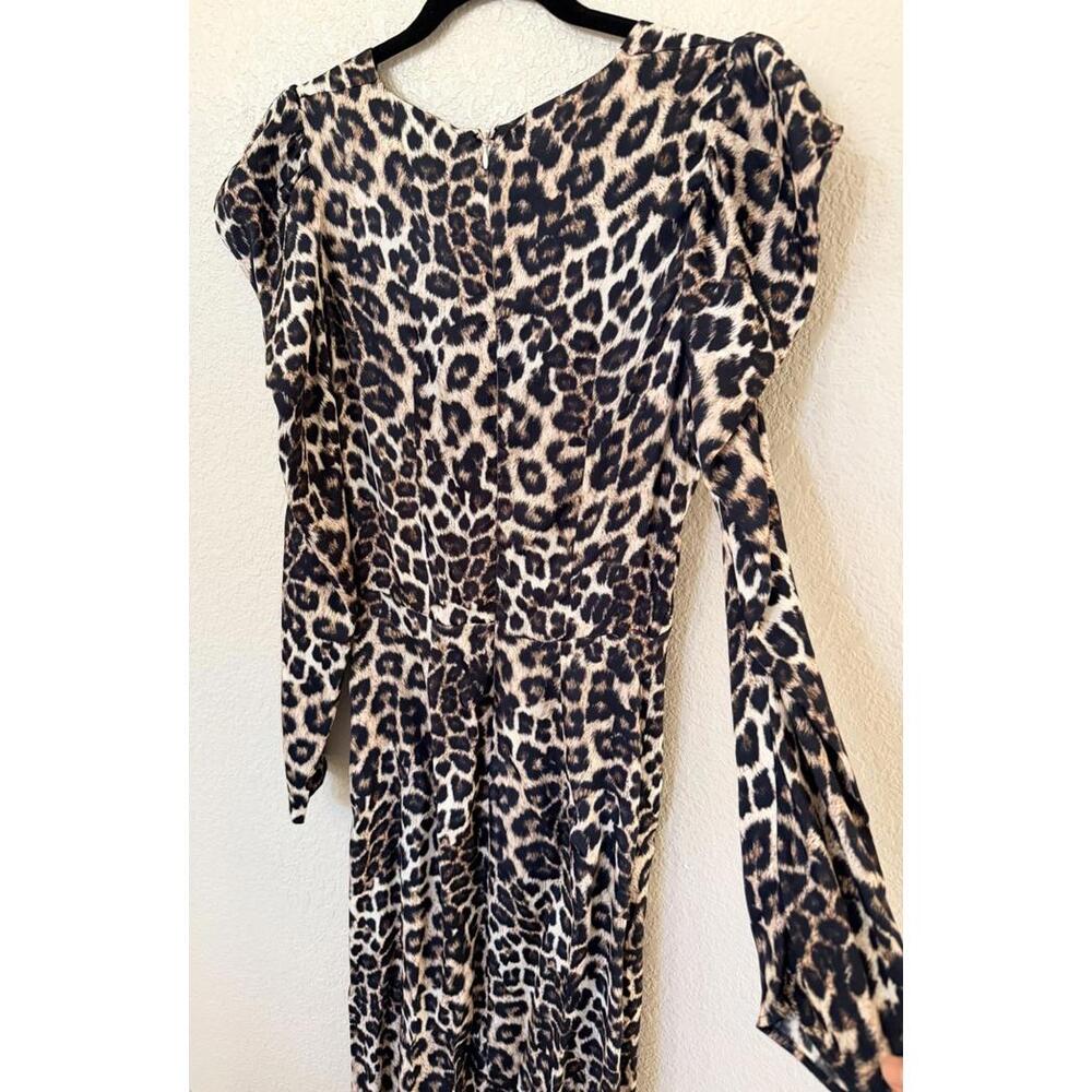 New Farm Rio Leopard V-Neck Midi-Dress In Natural Cream Size M $230 - Picture 10 of 14